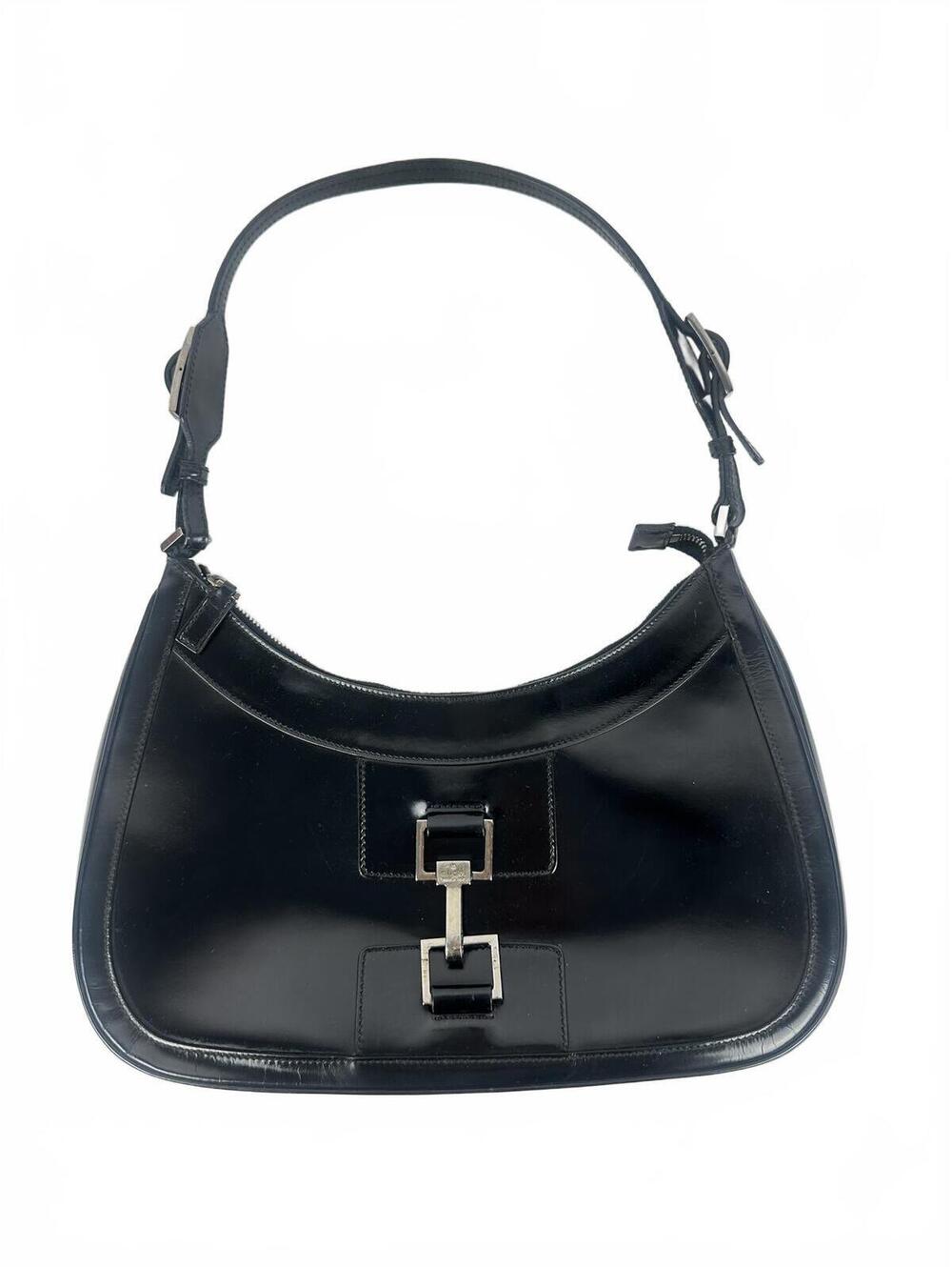 Gucci Tom Ford Era 1998 Black Patent Leather Hobo Shoulder Bag | Pre-Loved